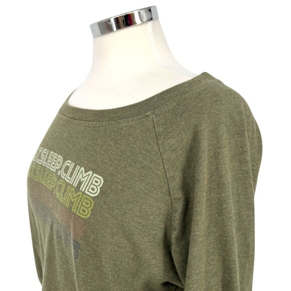 PrAna Eat.Sleep.Climb Long Sleeve Graphic Tee Olive Green Size Small - Picture 3 of 9